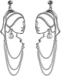 Unique Abstract Face Art Long Drop Dangle Earrings Dainty Hollow Gold Vintage Face Geometric Dangle Earrings Statement Jewelry for Women Girls