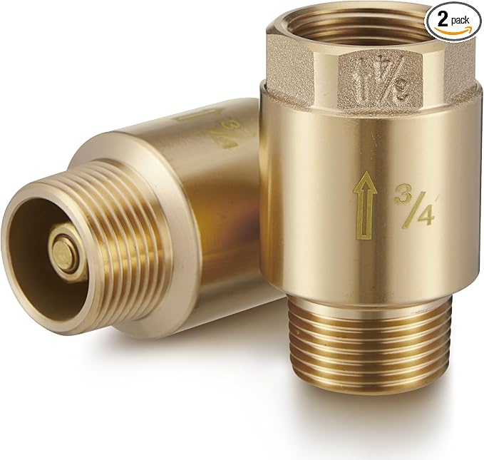 Zonon 2 Pcs 3/4 Inch Check Valve One Way Brass Non Return in Line Check Valve by Zonon