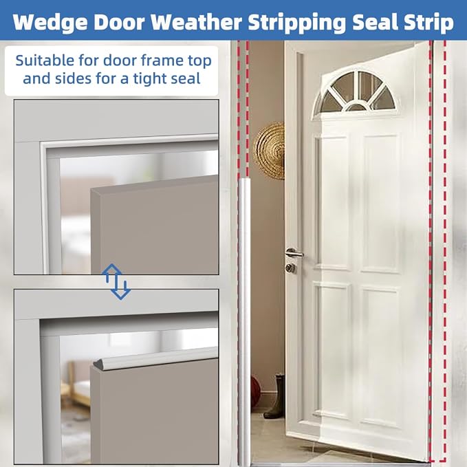 Kneelisa Wedge-Shape Window Weather Stripping Door Frame Seal 3Pcs×196” White - Image 4