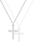 Zeffy Cross Necklace for Women,18K Gold/Silver Plated Tiny Cubic Zirconia Cross Pendant Necklace for Women Simple Layered Cross Necklaces for Women