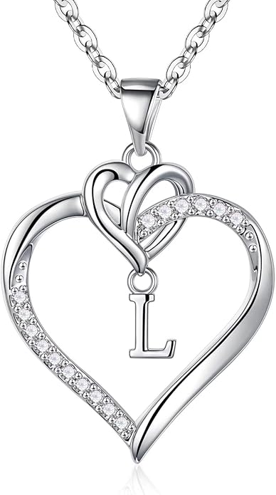 STORUP Valentines Gifts for Her Teen Girls - Heart Initial Necklaces for Women Girls, 14K-Gold-Plated CZ Initial A-Z Heart Necklaces for Teen Girl Jewelry Valentines Gifts for Women Mom Wife Sister