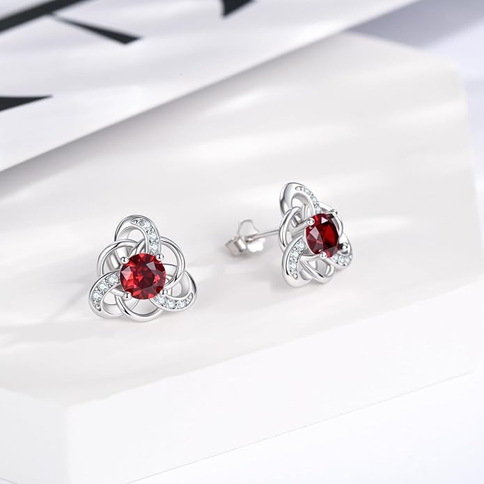 MEDWISE 925 Sterling Silver Birthstone Stud Earrings for Women Birthday Jewelry Gifts for Daughter Mother Women Valentines Day Gifts for Her
