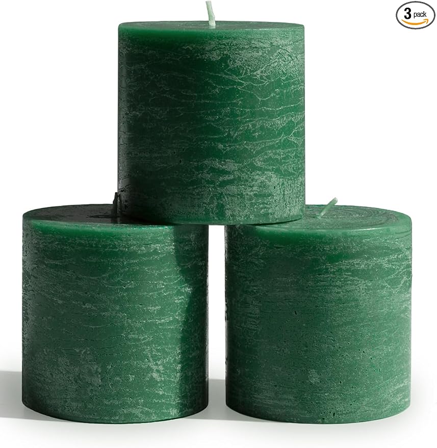 3x3 Inch Grass Green Pillar Candles Set of 3 by CANDWAX