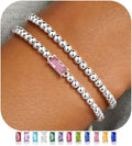 Ursteel Valentines Gifts for Her Kids Girls, Elastic Birthstone Bracelet for Women 14K-Gold-Plated Beaded Bracelet Non Tarnish Trendy Birthstone Jewelry Birthday Gifts for Women