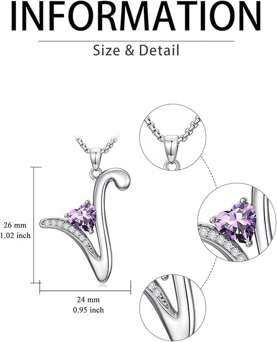 Valentines Day Gifts for Women Alphabet A to Z Initial Birthstone Pendant Necklaces for Women - 18k White Gold Plated Personalized Name Jewelry Valentine Mothers Day Birthday Gifts for Women Her Girlfriend