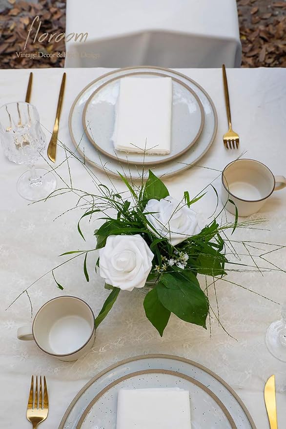 Artificial Flowers 25pcs Real Looking White Foam Fake Roses - Image 5
