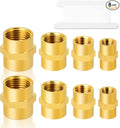 GASHER 8PCS Brass Pipe Fitting Hex Coupling Kit 1/8 inch 1/4 inch 3/8 inch 1/2 by GASHER