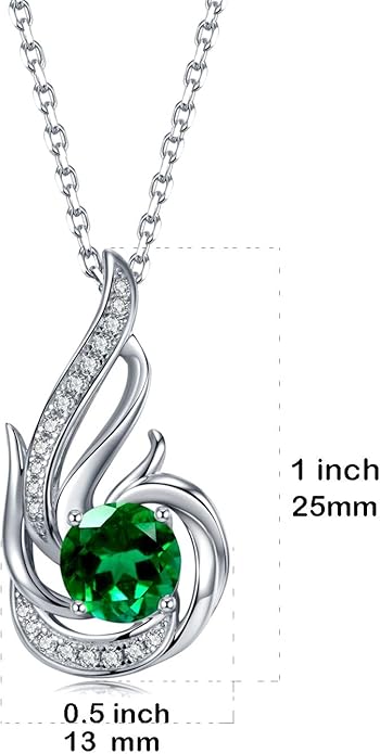 Birthstone Necklace for Women 925 Sterling Silver Phoenix Charm Necklace Birthday Anniversary Christmas Fine Jewelry Gifts for Women Mother Her, Adjustable Chain