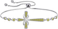 YL Cross Bracelet 925 Sterling Silver Infinity Sideways Link Bracelet Birthstone Jewelry for Women