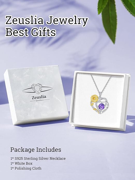 Valentine's Day Gifts for Wife 925 Sterling Silver Double Birthstone Pendant Necklaces I Love You for Always and Forever Necklace Anniversary Birthday Gifts for Wife Girlfriend Mom Her