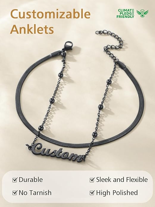 FindChic Custom Ankle Bracelets for Women, Stainless Steel Figaro/Cuban/Wheat/Rope/Herringbone Chain Anklets, Beach Foot Jewelry 8.5''-10.5'' Adjustable & Waterproof, with Gift Box