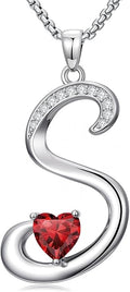 Valentines Day Gifts for Women Alphabet A to Z Initial Birthstone Pendant Necklaces for Women - 18k White Gold Plated Personalized Name Jewelry Valentine Mothers Day Birthday Gifts for Women Her Girlfriend