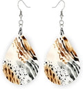 Teardrop Wood Earrings Light Weight Printed Image Dangle Jewelry, Fun and Funky Earrings
