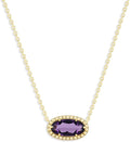 Belacqua Gemstone Necklace in 14K Gold Plated Sterling Silver, Oval Pendant Size 6 * 12mm, 15" Cable Chain with 2" Extender, Spring Ring Clasp, Dainty Birthstone Necklace for Women, Gift Box Included