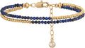 MYEARS Women Beaded Bracelet Gold Double Layer Gemstone 14K Simple Dainty Handmade Chain Everyday Boho Beach Jewelry