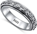 Ladytree Anxiety Relieve Rings 925 Sterling Silver Spinner Fidget Ring Worry Stress Relieving Boredom ADHD Autism Ring Platinum Plated Jewelry Birthday Gifts for Women Men
