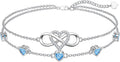 Dorunmo 925 Sterling Silver Infinity Heart Birthstone Anklet Bracelets for Women Best Mother's Day Birthday Jewelry for Wife Girlfriend Mom Her