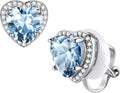 FindChic Sparkling Birthstone Clip On Earrings for Women, Silver Plated Stud Earrings 8MM Cubic Zirconia Non Pierced Studs, 12 Months Birthday Jewelry Gift
