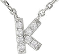 JTV Sterling Silver Initial Necklace for Women, 0.13 CTW White Cubic Zirconia Letter Pendant, Rhodium-Plated, Personalized Monogram Jewelry, Gift Box Included, 18”