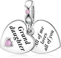 JIAYIQI Mother Sister Daughter Wife Charms Fit Charms Bracelet Necklace with Double Heart Love Charms 925 Sterling Silver Beads for Women Jewelry