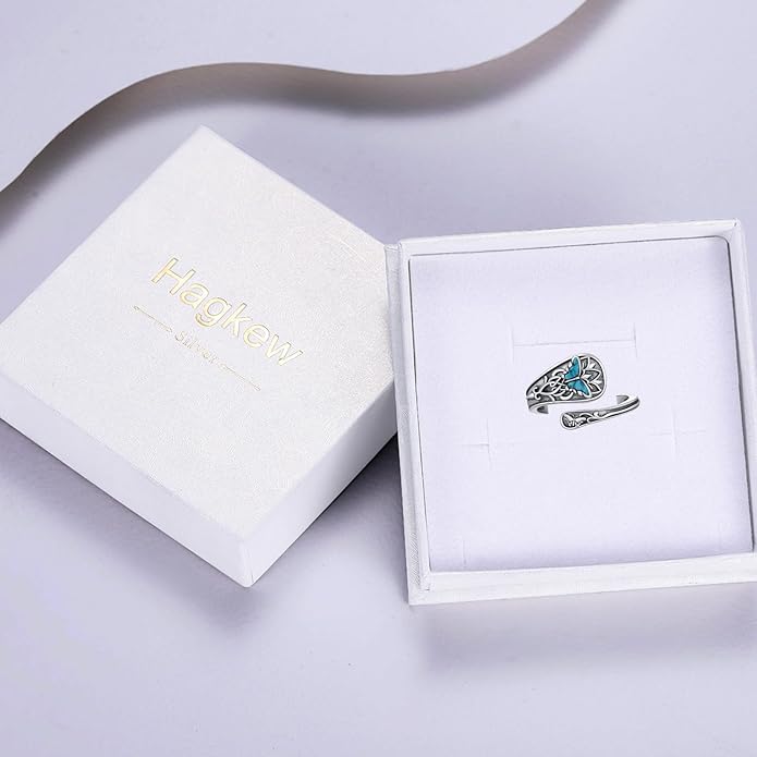 Spoon Ring for Women 925 Sterling Silver Hummingbird Ring Vintage Antique Spoon Rings Hummingbird Jewelry Adjustable Rings for Women