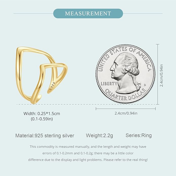MUNDELL 925 Sterling Silver Simple Multi-layer Leaf Adjustable Ring Green Lucky Leaves Statement Ring for Women Promise Ring Fine Jewelry