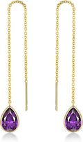 Long Dainty 18K gold plated Threader Chain (Green, Purple) Emerald Purple Dangle Earrings for Women by SNGIA, Minimalist Fashion Statement Trendy Thin Drop Jewelry Gifts