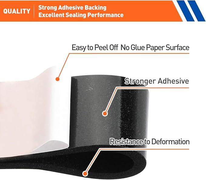 MAGZO 1in Wide X 3/8in Thick Foam Gasket Tape | Closed Cell CR Neoprene Weather - Image 4