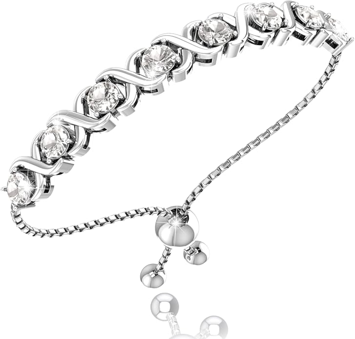 Birthstone Bangle Bracelet for Women Classic Beautiful 925 Sterling Silver Sparkling Gemstone XO Bolo Tennis Bracelet Fine Wrist Jewelry 4.2 Ct, 11"