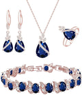 LMXXVJ Jewelry Set for Women,Teardrop Cubic Zirconia Necklace Earrings Adjustable Ring Bracelet Jewelry Set Formal Jewelry Gift