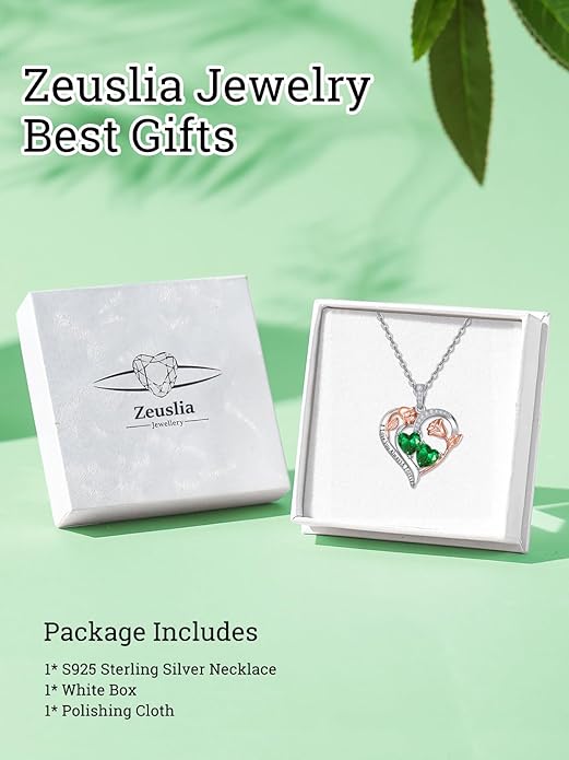 Valentine's Day Gifts for Wife 925 Sterling Silver Double Birthstone Pendant Necklaces I Love You for Always and Forever Necklace Anniversary Birthday Gifts for Wife Girlfriend Mom Her