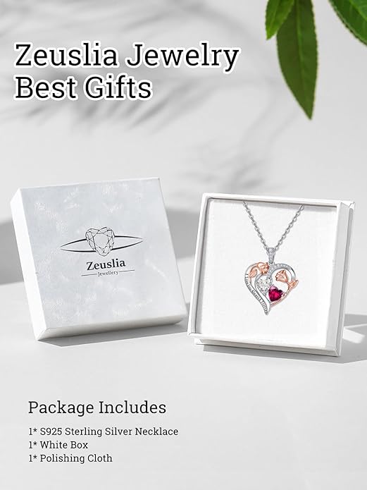 Valentine's Day Gifts for Wife 925 Sterling Silver Double Birthstone Pendant Necklaces I Love You for Always and Forever Necklace Anniversary Birthday Gifts for Wife Girlfriend Mom Her