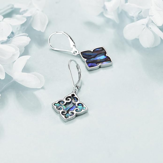 Abalone Shell Dangle Drop Earrings for Women 925 Sterling Silver Filigree Bohemian Earrings Jewelry Gift