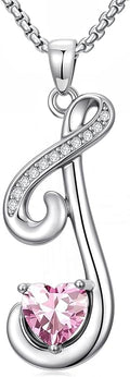 Valentines Day Gifts for Women Alphabet A to Z Initial Birthstone Pendant Necklaces for Women - 18k White Gold Plated Personalized Name Jewelry Valentine Mothers Day Birthday Gifts for Women Her Girlfriend
