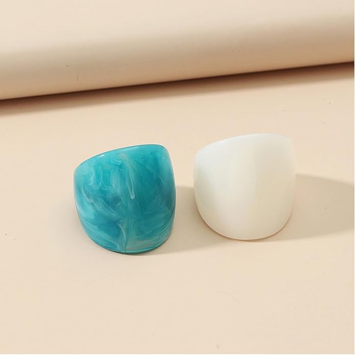Multicolor Resin Chunky Rings for Women,Acrylic Plastic Rin Knuckle Finger Cute Trendy Aesthetic Y2k Statement Ring Vintage Simple Geometric Rings Jewelry