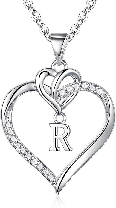 STORUP Valentines Gifts for Her Teen Girls - Heart Initial Necklaces for Women Girls, 14K-Gold-Plated CZ Initial A-Z Heart Necklaces for Teen Girl Jewelry Valentines Gifts for Women Mom Wife Sister