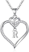 STORUP Valentines Gifts for Her Teen Girls - Heart Initial Necklaces for Women Girls, 14K-Gold-Plated CZ Initial A-Z Heart Necklaces for Teen Girl Jewelry Valentines Gifts for Women Mom Wife Sister