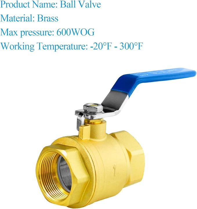WiseWater 1" NPT Full Port Brass Ball Valve, UPC Certified, 600 WOG, Plumbing - Image 3