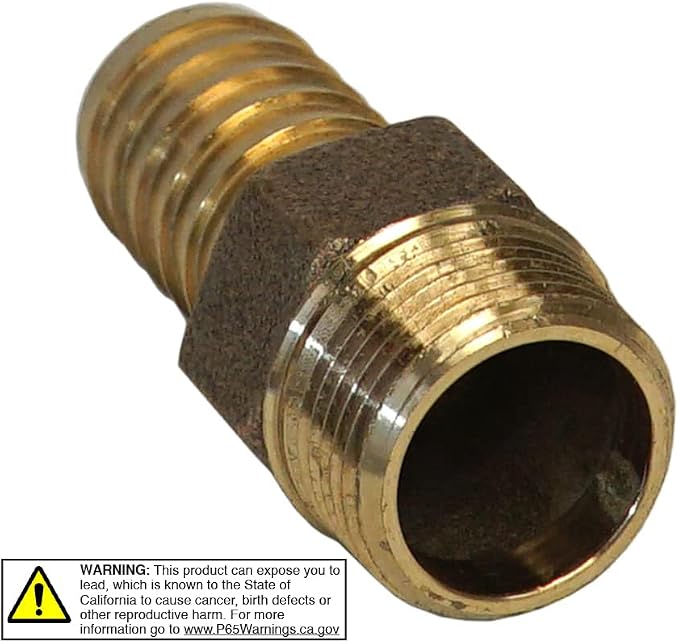 MFG No-Lead Bronze Adapter, 3/4" Male NPT x 3/4" Barbed, Connects Submersible - Image 2
