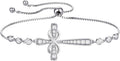 YL Cross Bracelet 925 Sterling Silver Infinity Sideways Link Bracelet Birthstone Jewelry for Women
