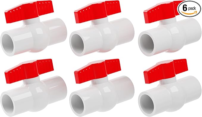 1-1/2 Inch PVC Ball Valve 6 Pack Fits 1.90" OD PVC Pipe | Heavy Duty PVC Shut by ZXZYHFTY