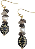 Hupplle Handmade Vintage Boho Dangle Earrings with Natural Stone Crystal Pearl Lightweight Hypoallergenic Elegant Jewelry Gifts for Women