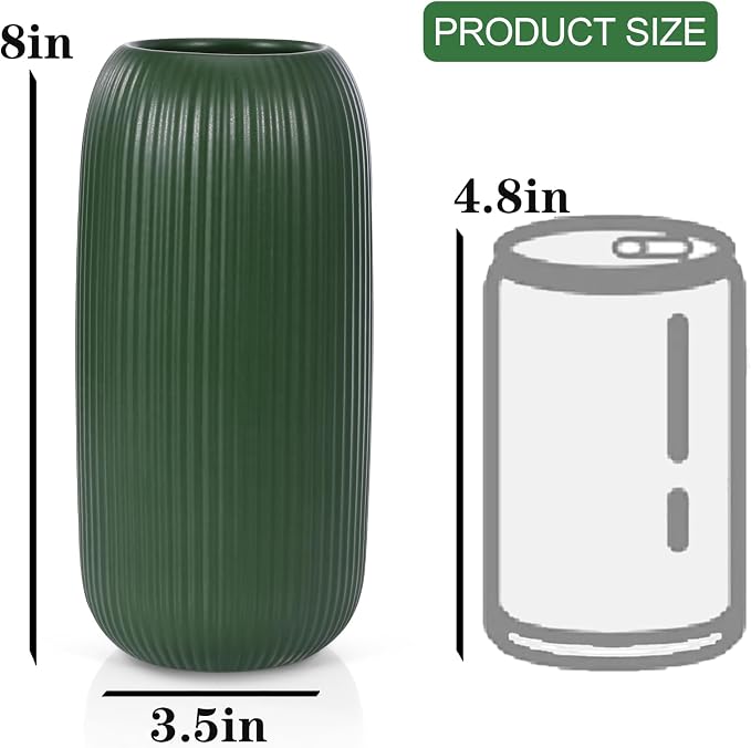 Ceramic Vase for Flowers – Modern Small Ribbed Textured Flower Vase for Home - Image 5
