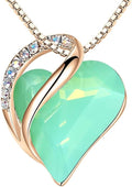 Leafael Rose Gold Plated Necklace for Women: Heart Shaped Birthstone/Healing Crystals Center, Dazzling Cubic Zirconia, Hypoallergenic Chain (18"+2"), Jewelry Gifts for Anniversaries and Birthdays