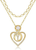 Heart Letter Necklaces for Women 14K Gold Plated Cubic Zirconia Heart Initial Layered Necklace Infinity Pendant Necklace Letter Initial Jewelry for Women