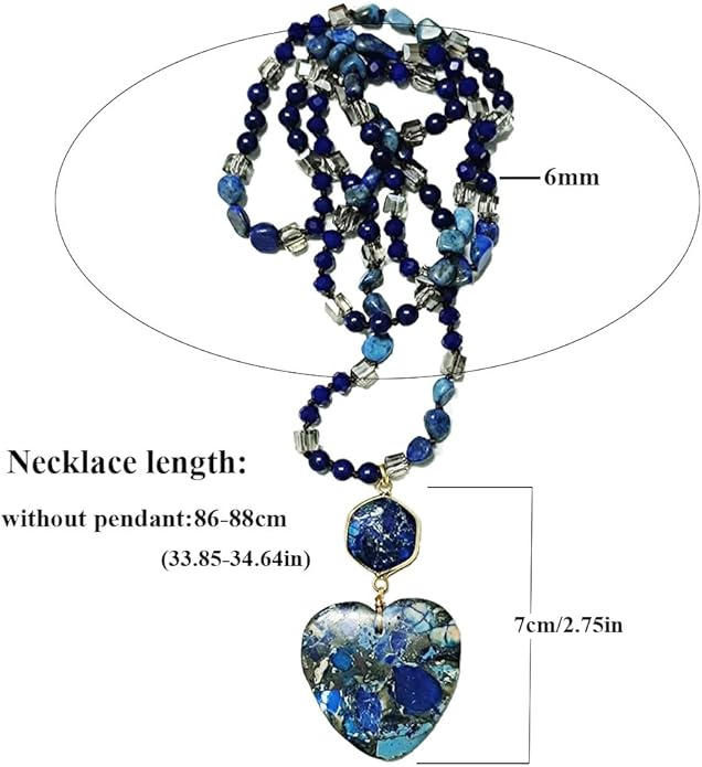 Yomisa Boho Necklaces for Women Men Long,33/34/35 Inch Natural Turquoise Tiger Eye Beaded Stone Pendant Necklaces for Women Trendy,Handmade Bohemian Western Bead Necklace Fashion Charm Jewelry Gift