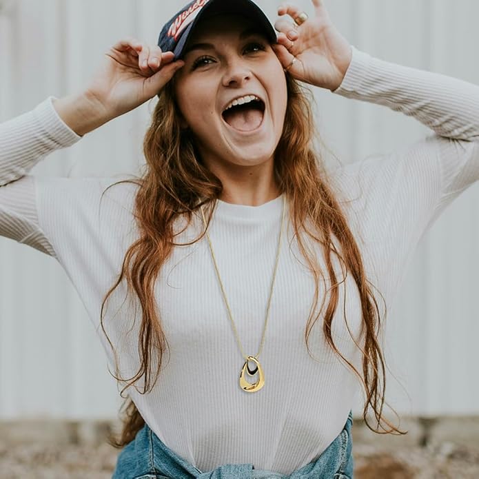 Madison Tyler Gold Plated Jewelry Set for Women | Silver Teardrop Pendant Necklace Trendy | Long Necklace with Snake Chain | Fashion Dangle Earring Set