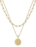 Yoosteel Valentines Gifts for Women Her - Gold Layered Initial Necklaces for Women 14K Gold Plated Dainty Layering Paperclip Link Chain Necklace Coin Initial Necklace Birthday Gifts for Teen Girls