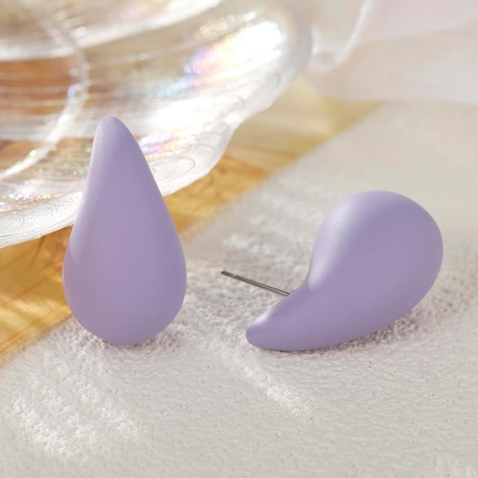 Chunky Acrylic Hoop Earrings, Lightweight Waterdrop Hoops Earrings, Hypoallergenic Trendy Jewelry for Women