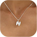 Bubble Gold Silver Letter Necklace Initial Necklaces for Women Trendy 14K Dainty Charm Pendant Name Necklace Personalized Jewelry Gift for Women Teen